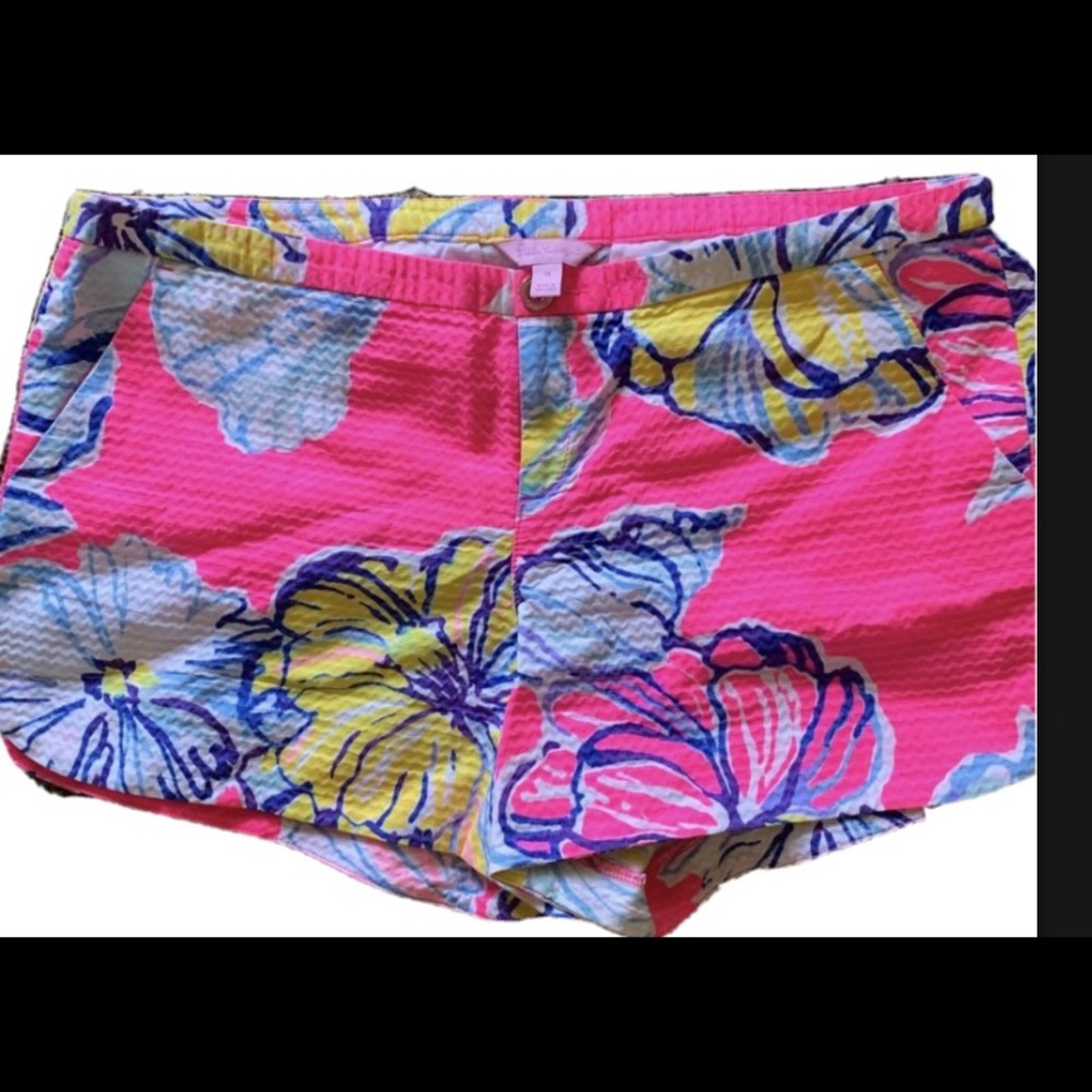 Lilly Pulitzer Hot Pink Floral Shorts, Plus Size